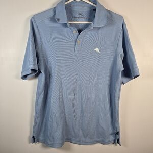 Tommy Bahama Polo Shirt Mens XS Emfielder Island Zone Light Blue Short Sleeve